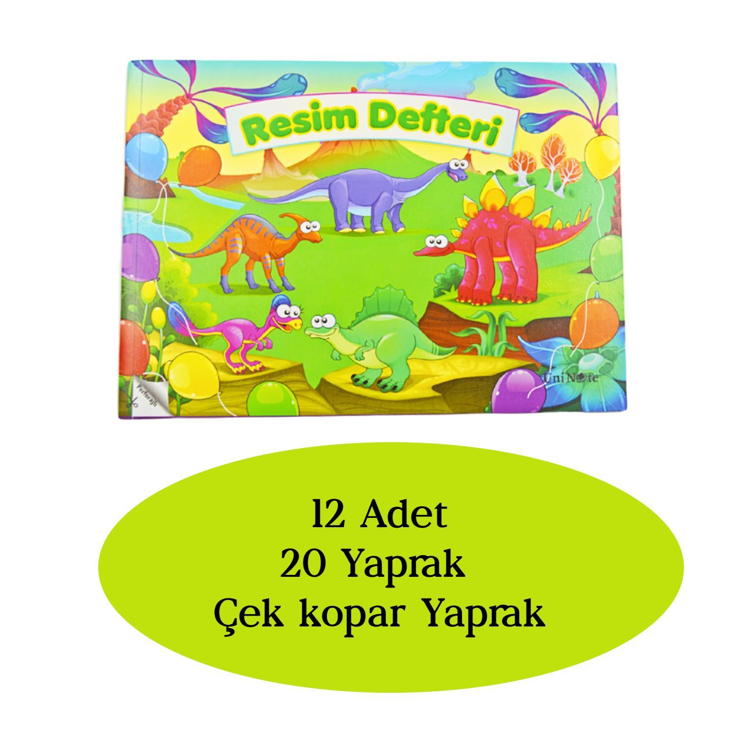 ÇınarÇınar Uninote Resim Defteri Dikişli Küçük Boy A5 20 Yaprak 12 Adet 