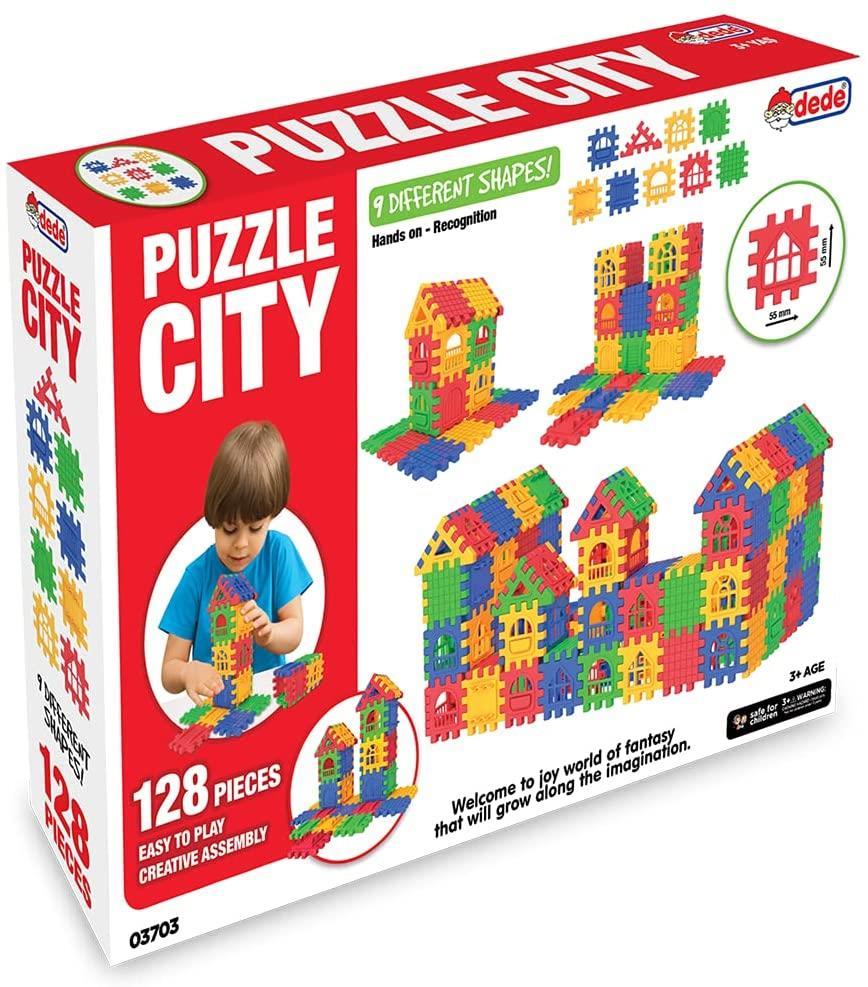 DedeDede Puzzle City 128 Parça 3D Yapı ve Tasarım Blokları 03703 (GKO: 7308)