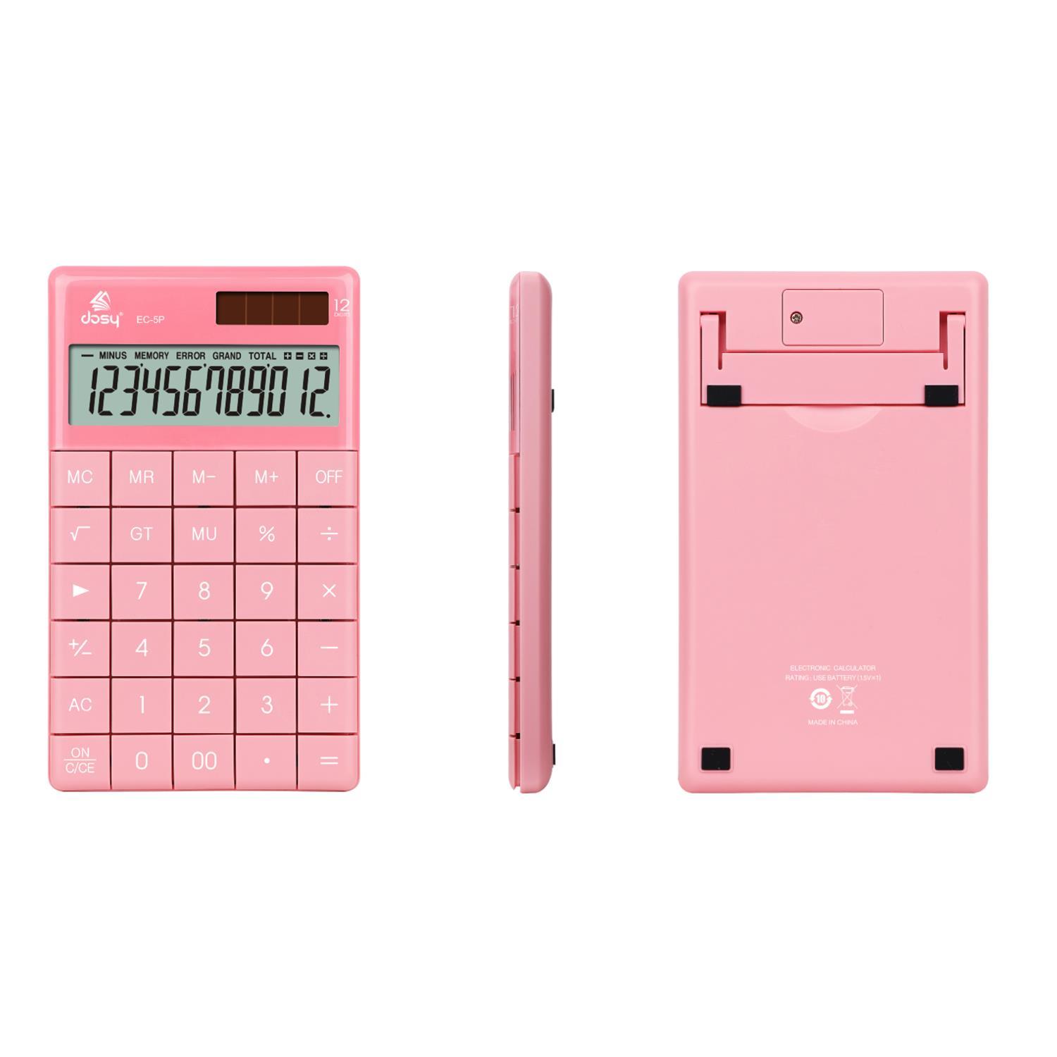 DosyDosy 12 Hane Orta Boy Masaüstü Hesap Makinesi Pembe (EC-5P) GKE