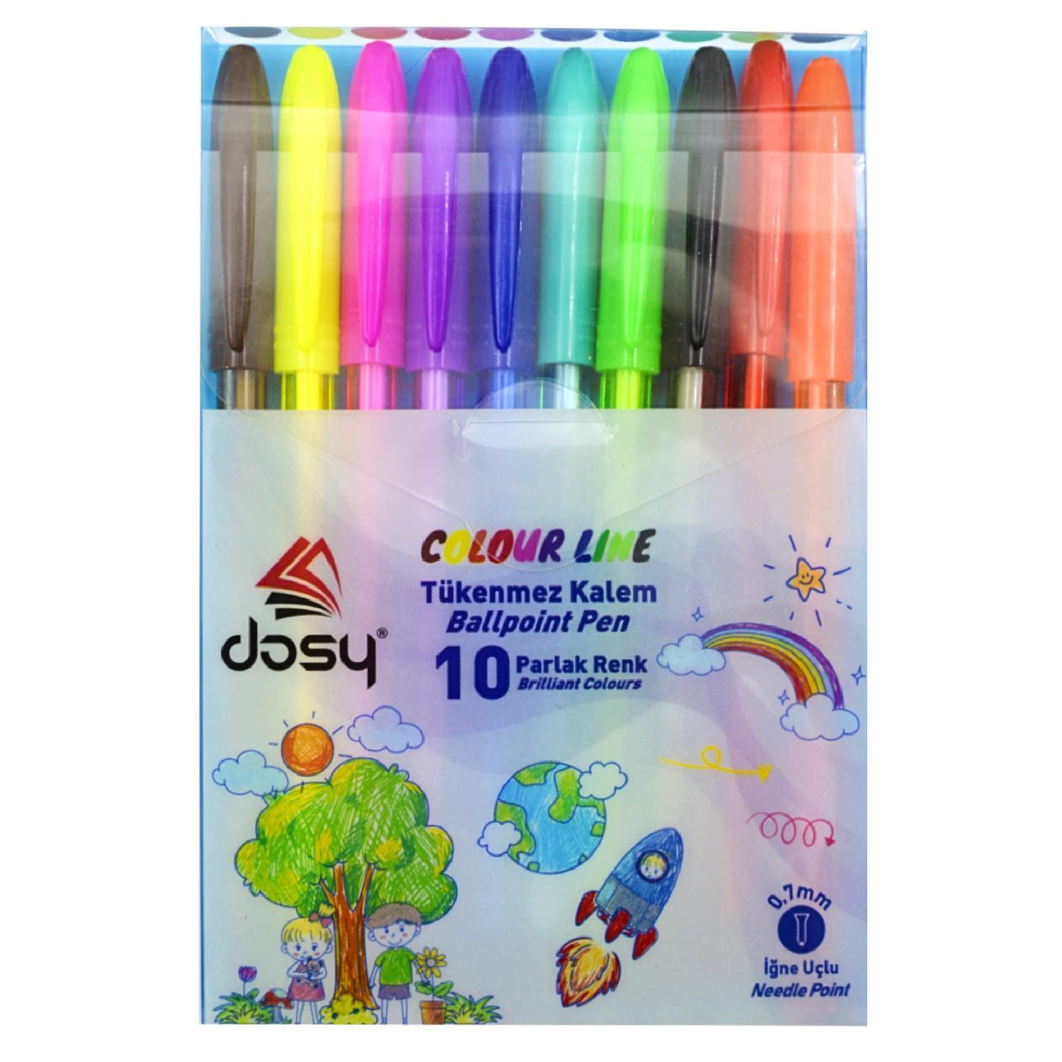 DosyDosy Colorline Tükenmez Kalem 0.7 Mm 10 Lu Set Blisterli