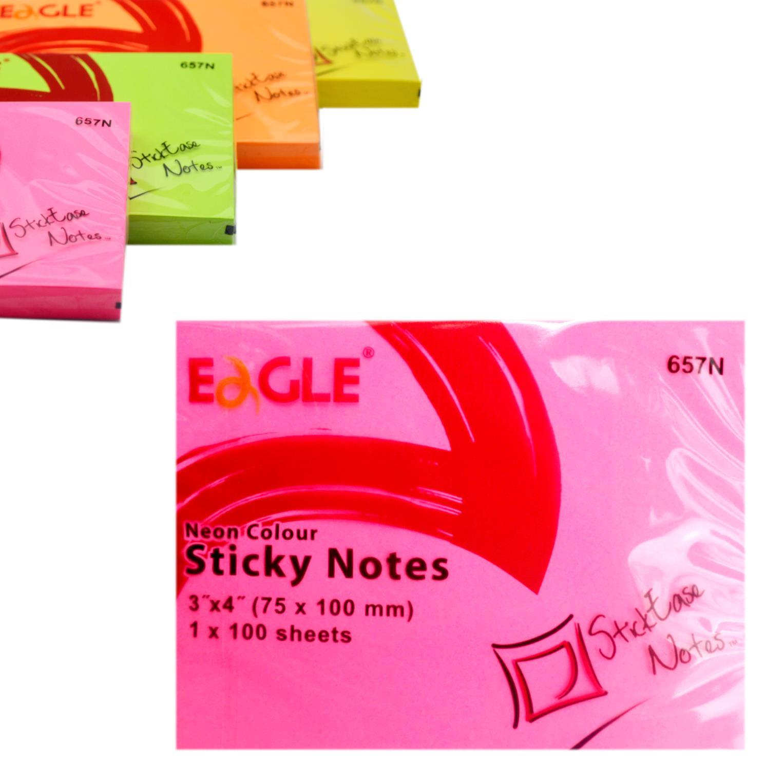 EagleEagle 75x00 mm Neon Renk Yapışkanlı Not Kağıdı 100 Yaprak Pembe (657N-PB)