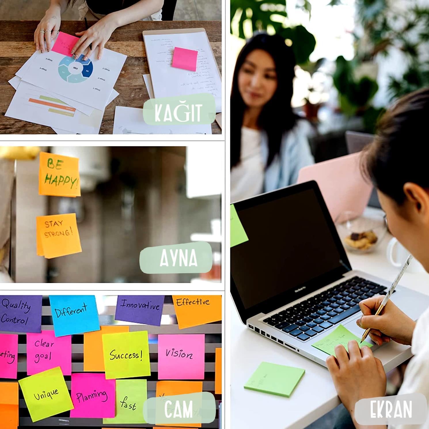 EagleEagle 75x00 mm Neon Renk Yapışkanlı Not Kağıdı 100 Yaprak Pembe (657N-PB)