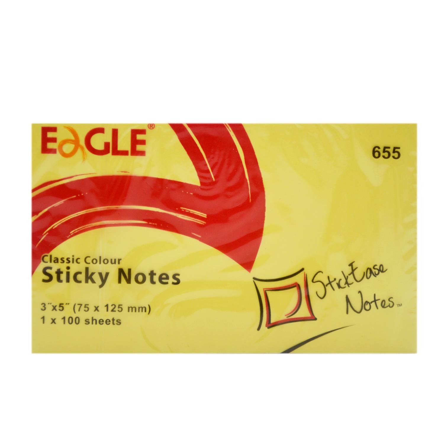 EagleEagle 75x125 mm Klasik Renk Yapışkanlı Not Kağıdı 100 Yaprak Sarı (655)