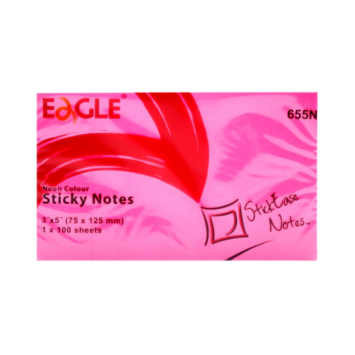 EagleEagle 75x125 mm Neon Renk Yapışkanlı Not Kağıdı 100 Yaprak (655N) Pembe