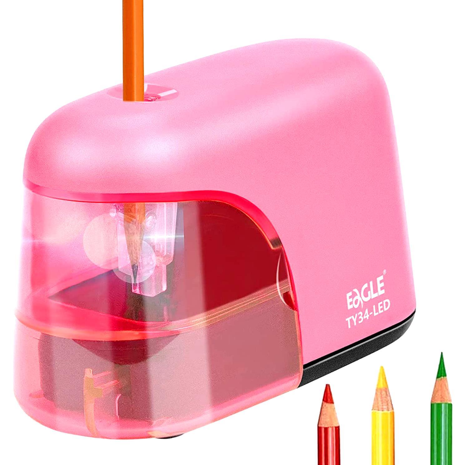 EagleEagle Led Işıklı Otomatik Kalemtıraş (TY34-LED) Pembe + AA Pil