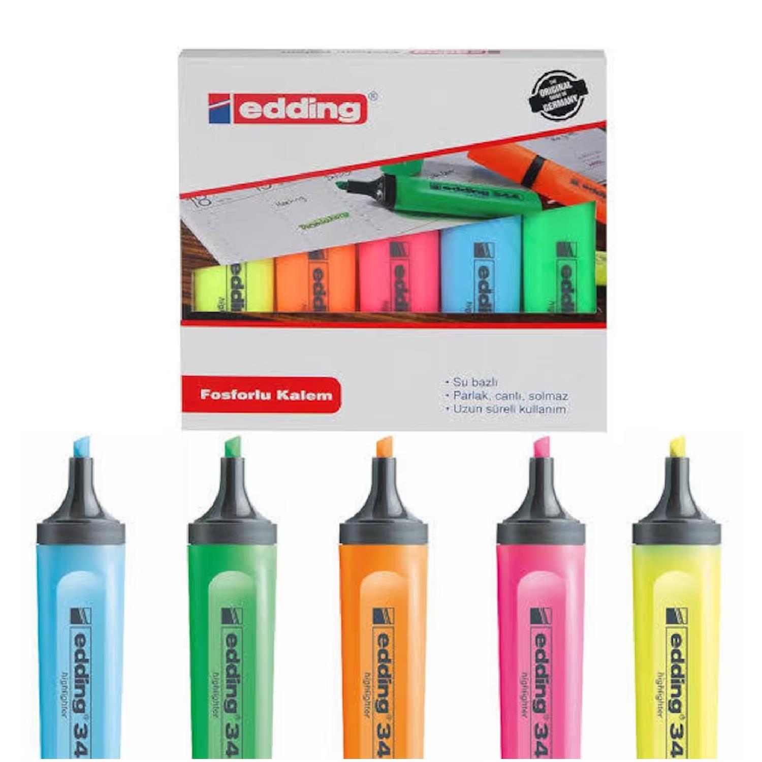 EddingEdding 344 Highlighter Fosforlu İşaretleme Kalemi 5 Renk Set