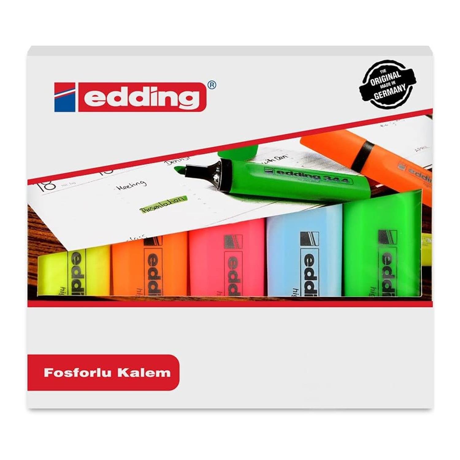 EddingEdding 344 Highlighter Fosforlu İşaretleme Kalemi 5 Renk Set