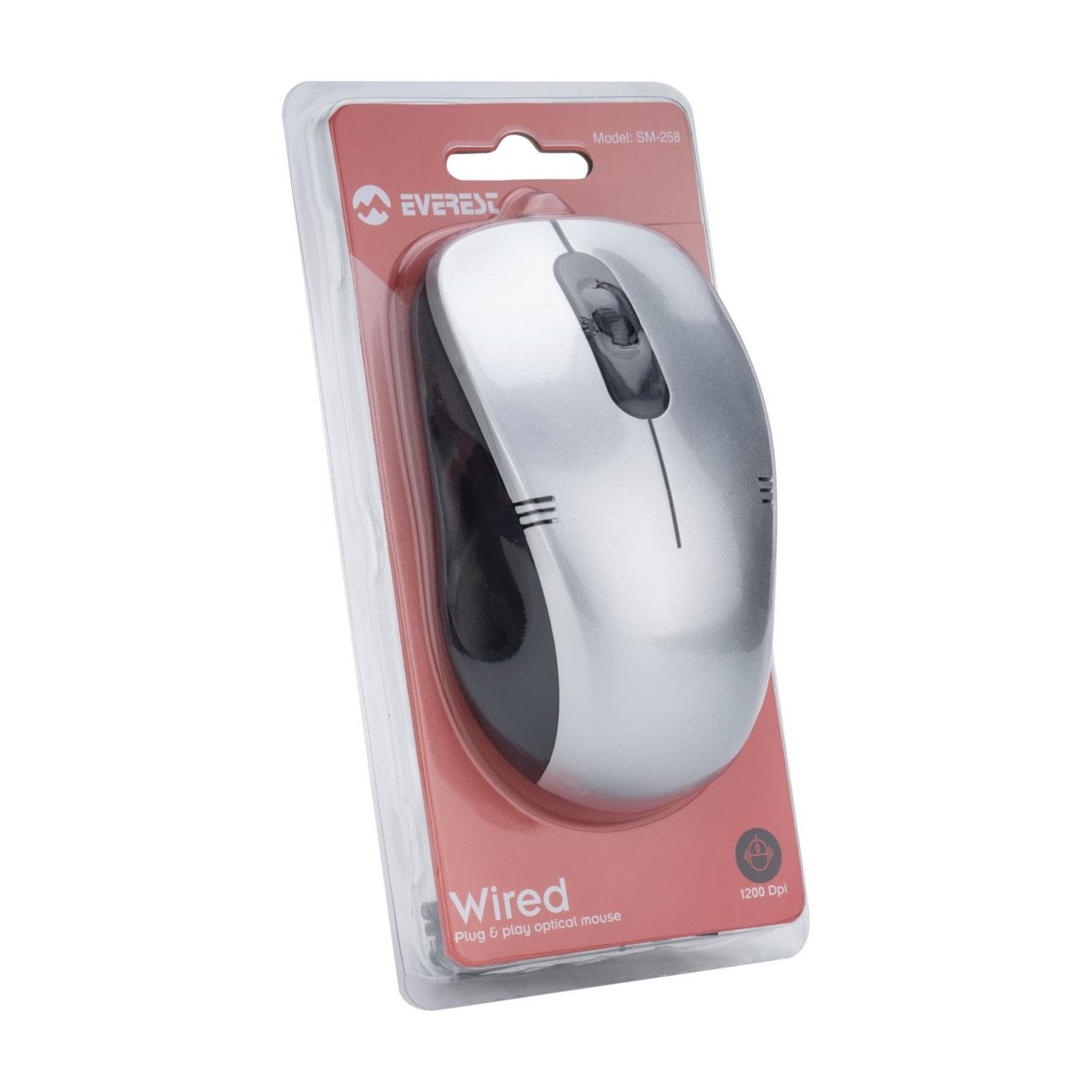 EverestEverest USB 1200dpi Optik Kablolu Mouse Gri (SM-258)