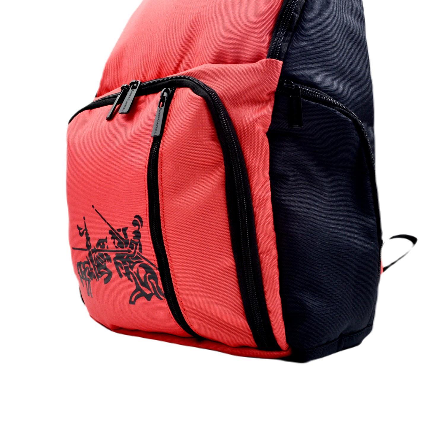 Faber-CastellFaber-Castell King Laptop Bölmeli 5 Gözlü Okul Sırt Çantası (23-1) Kırmızı-Siyah