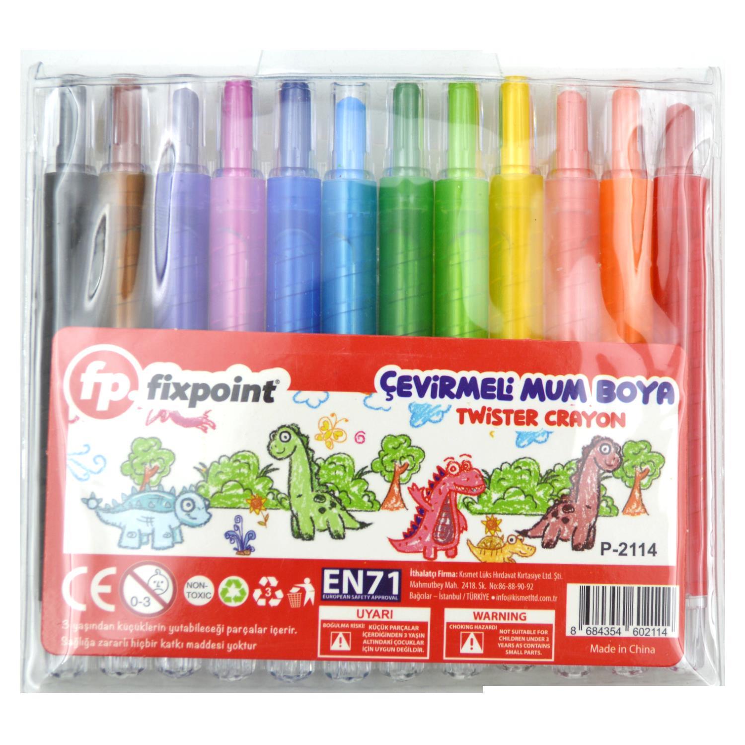 FixPointFixpoint Çevirmeli Mum Boya 12 Renk (P-2144)