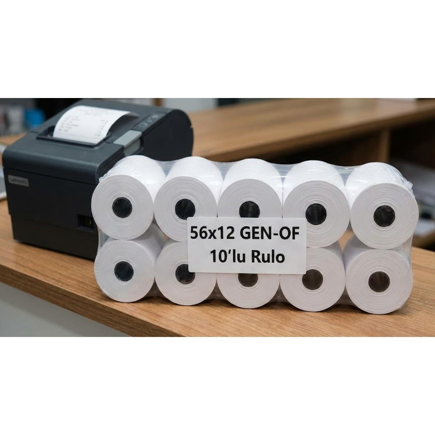 Gen-OfGen-Of 56x12 Termal Yazar Kasa Pos Rulosu 10 Lu Paket 1 Adet
