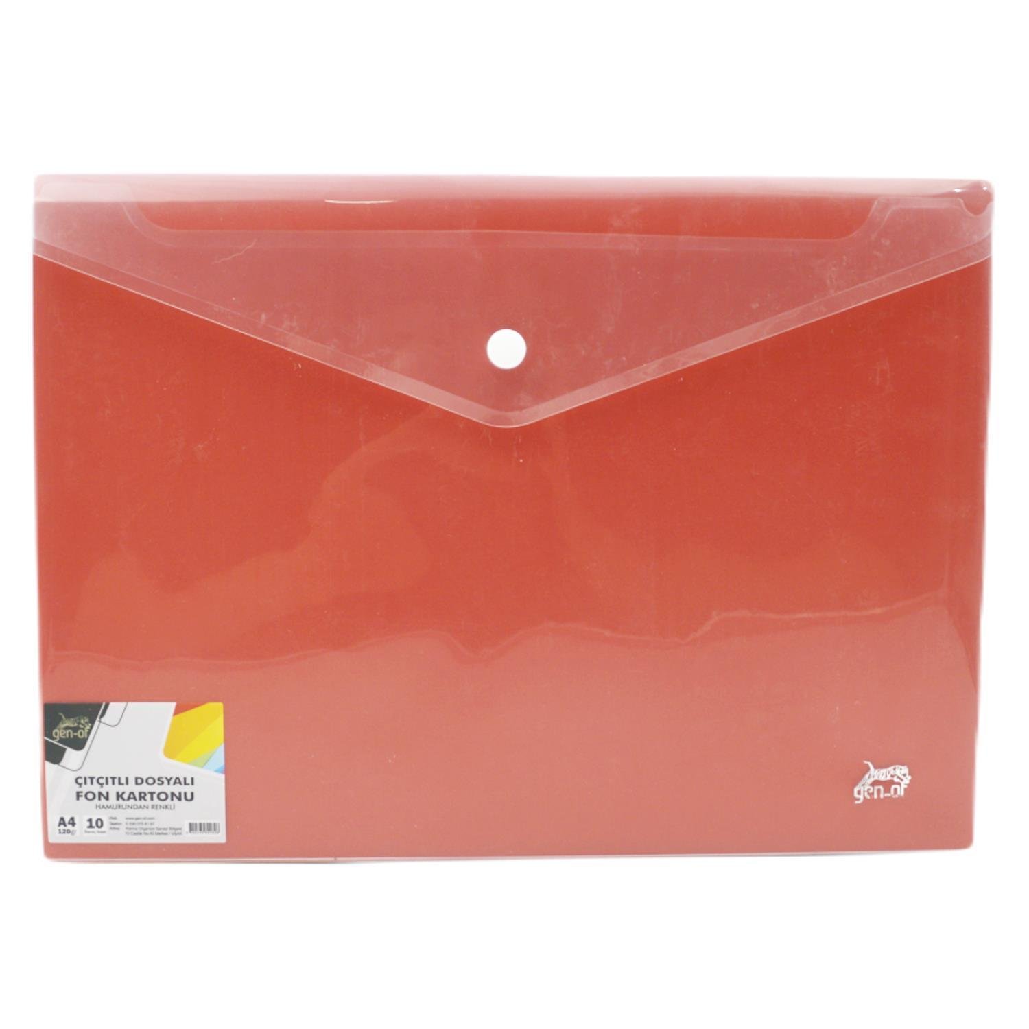 Gen-OfGen-Of A4 Fon Kartonu 120 gr 10 Renk ve 300 Mikron Çıtçıtlı Dosya GEN-9121