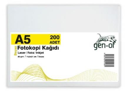 Gen-OfGen-Of A5 80 g/m² 200 Ad. Beyaz Fotokopi Kağıdı (1 Paket)