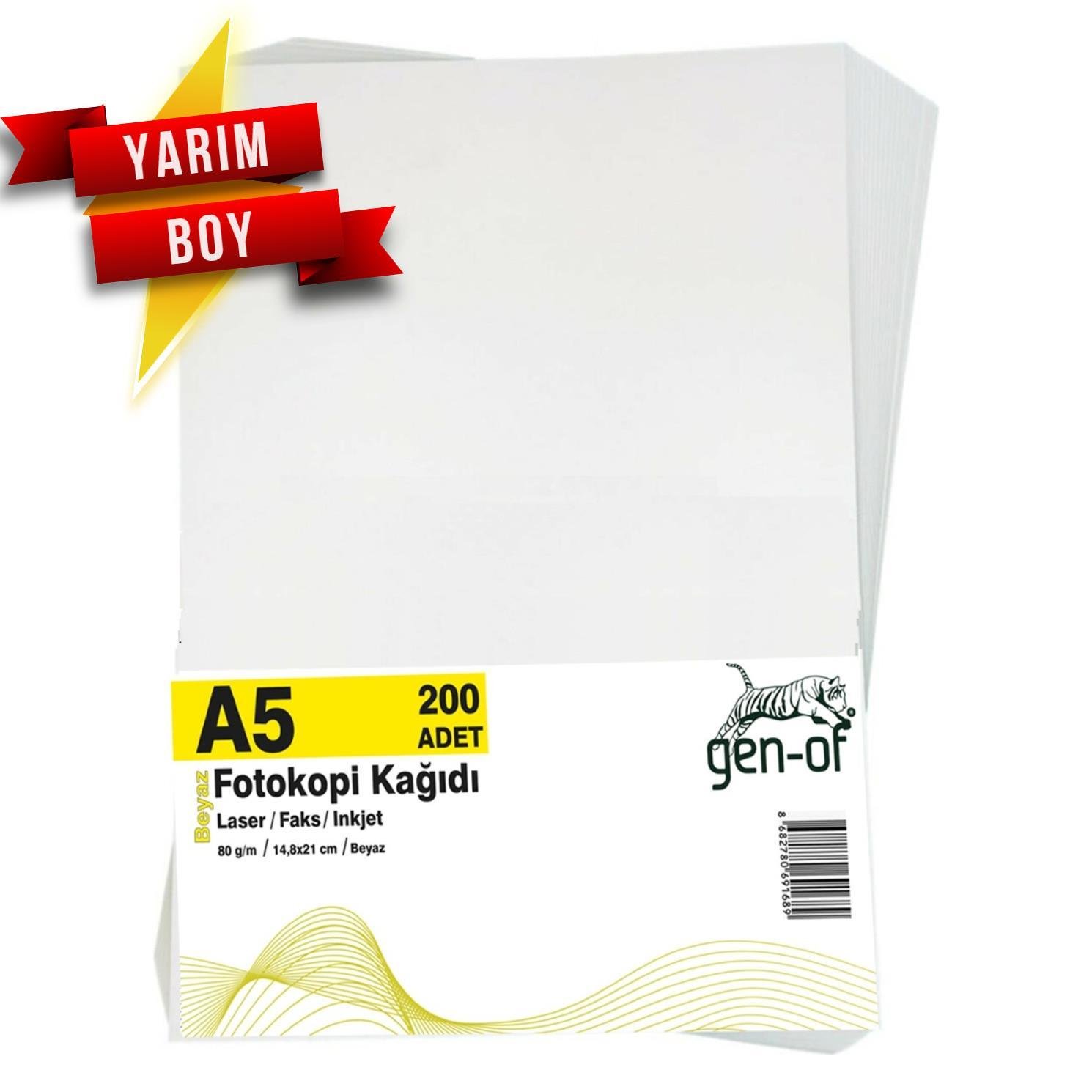 Gen-OfGen-Of A5 80 g/m² 200 Ad. Beyaz Fotokopi Kağıdı (1 Paket)