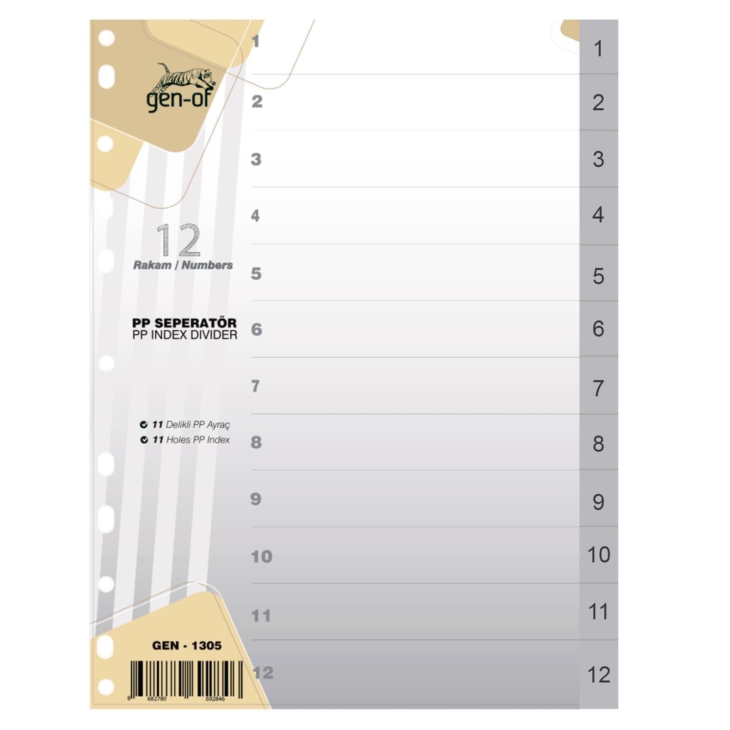 Gen-OfGen-Of Ayraç Seperatör 1-12 Rakamlı (GEN-1305)