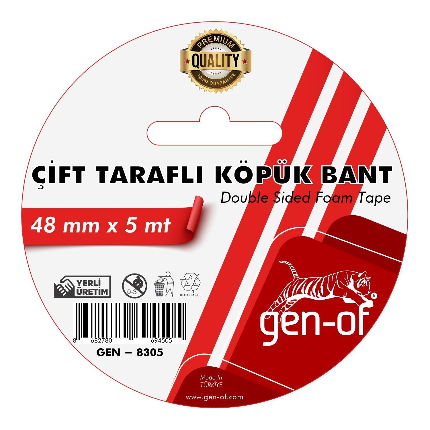 Gen-OfGen-Of Çift Taraflı Köpük Bant 48x5 m (GEN-8305)