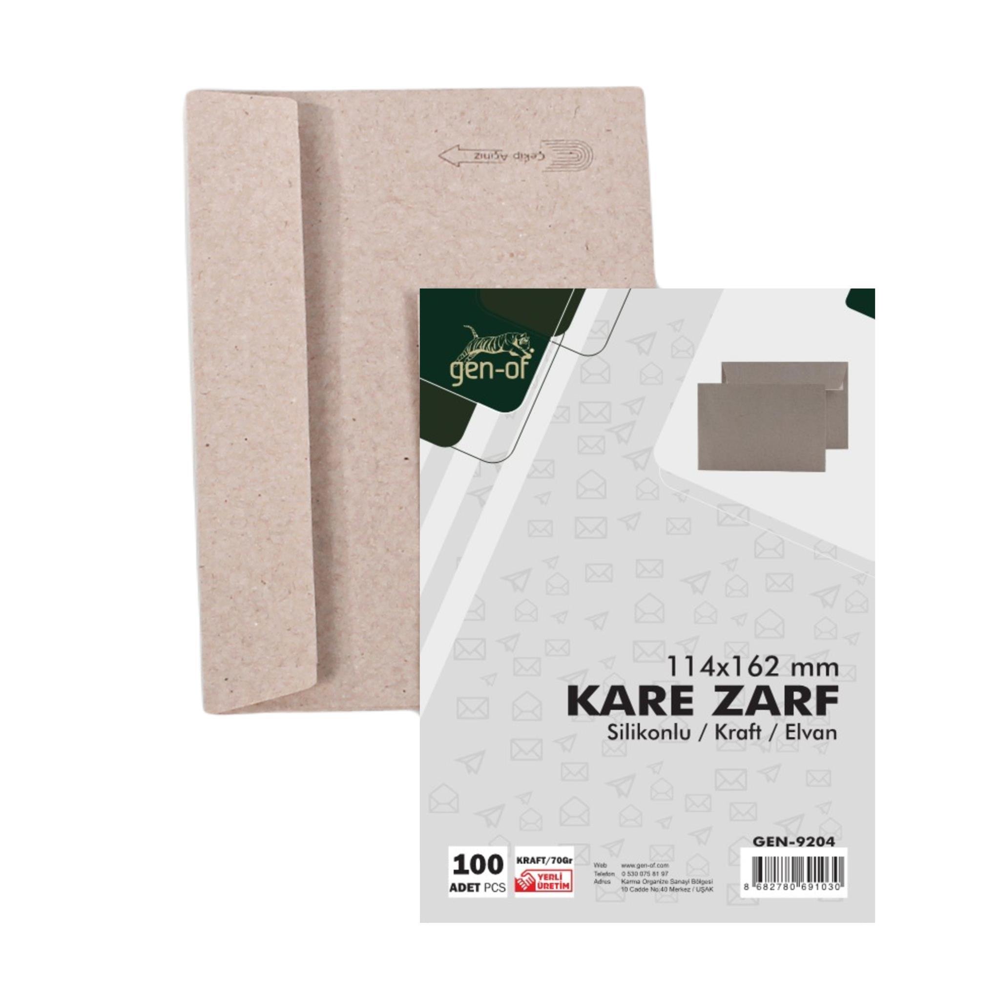 Gen-OfGen-Of Kraft Kare Mektup Zarfı 114x162mm 70Gr Silikonlu 500lü