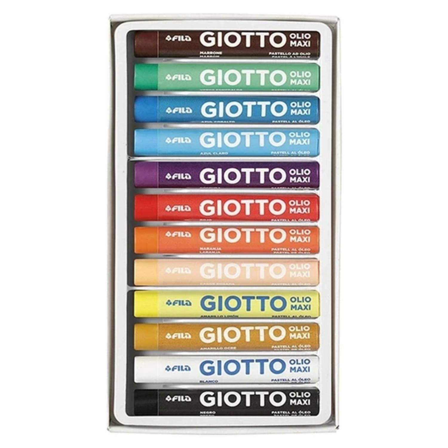 GiottoGiotto Olio Maxi Karton Kutu Yuvarlak Pastel Boya 12 Renk (F293400) (FLA1)