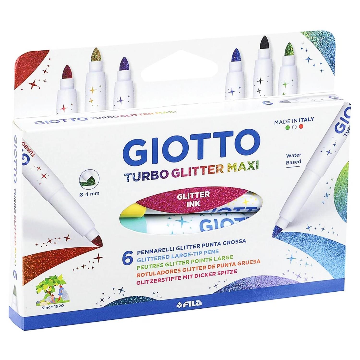 GiottoGiotto Turbo Glitter Maxi Kalın Uç Keçeli Kalem 6 Renk (F426600) (FLA1)