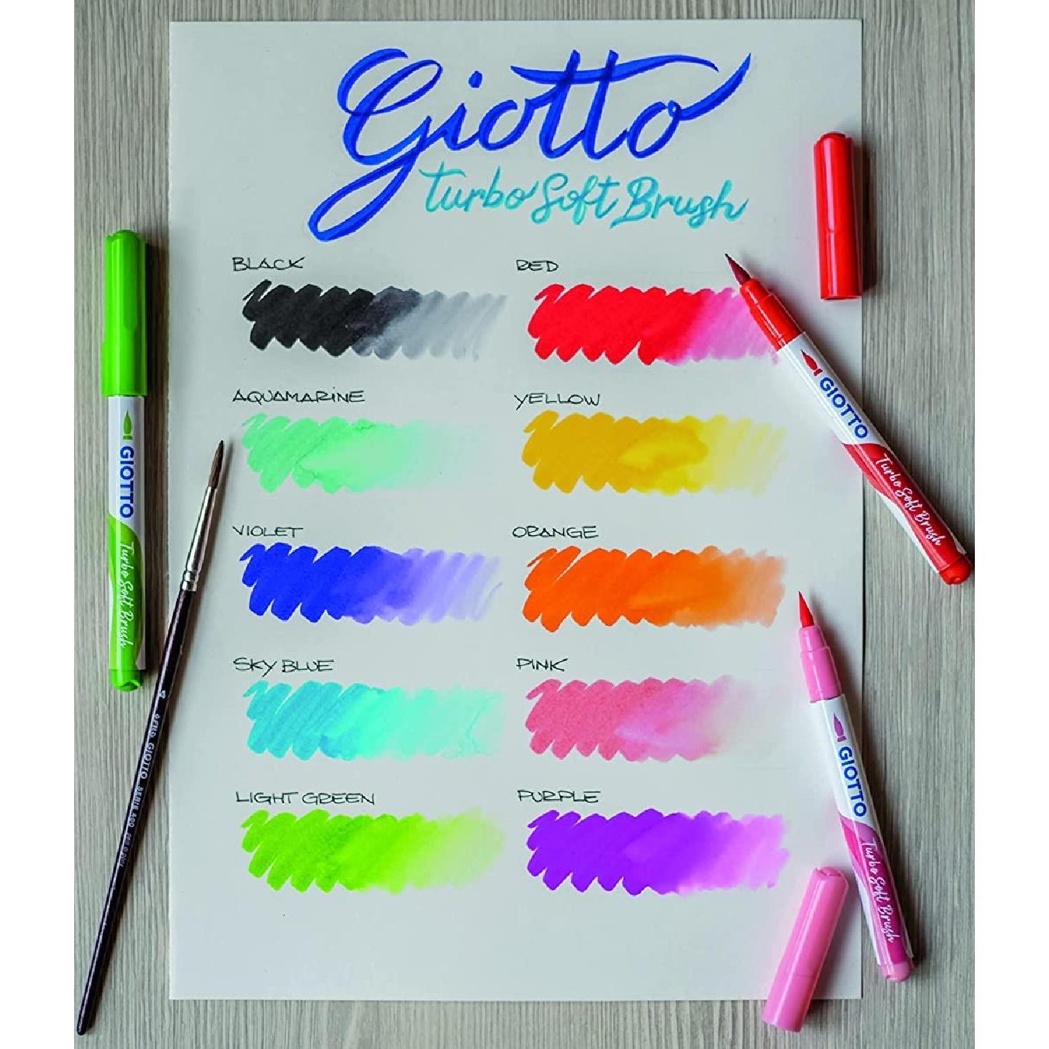 GiottoGiotto Turbo Soft Brush Marker Fırça Uçlu Kalem 10 Renk (F426800) (FLA1)