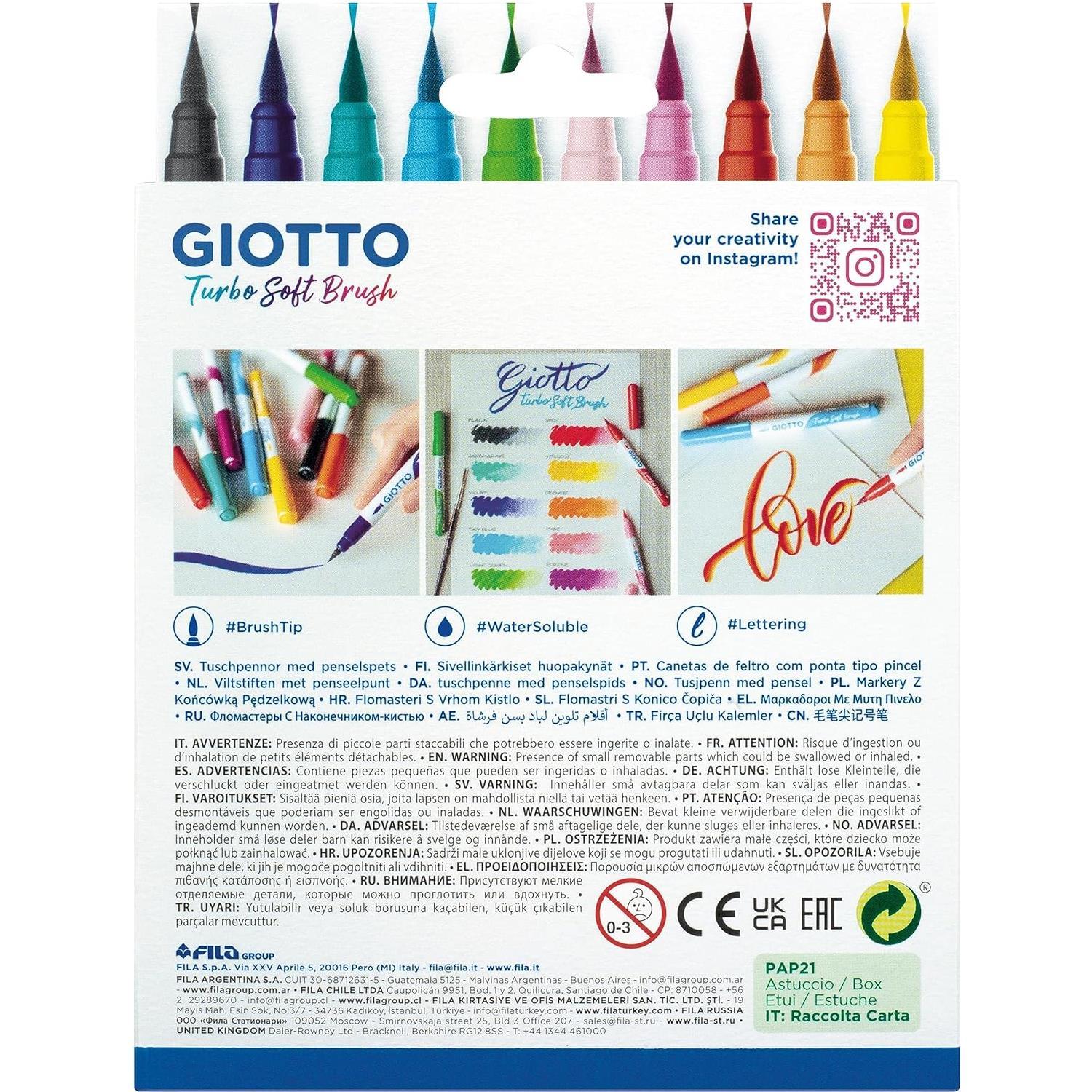 GiottoGiotto Turbo Soft Brush Marker Fırça Uçlu Kalem 10 Renk (F426800) (FLA1)