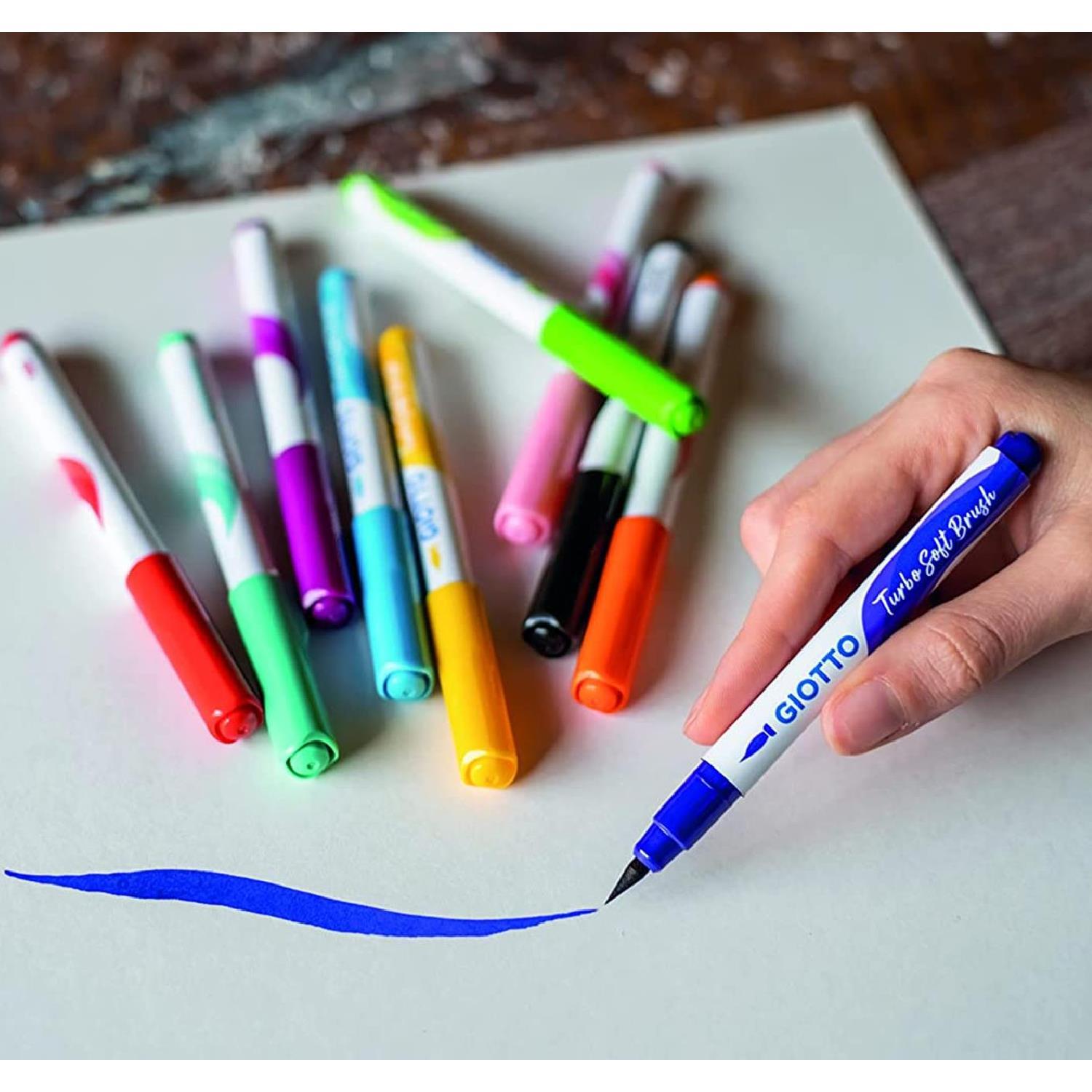 GiottoGiotto Turbo Soft Brush Marker Fırça Uçlu Kalem 10 Renk (F426800) (FLA1)