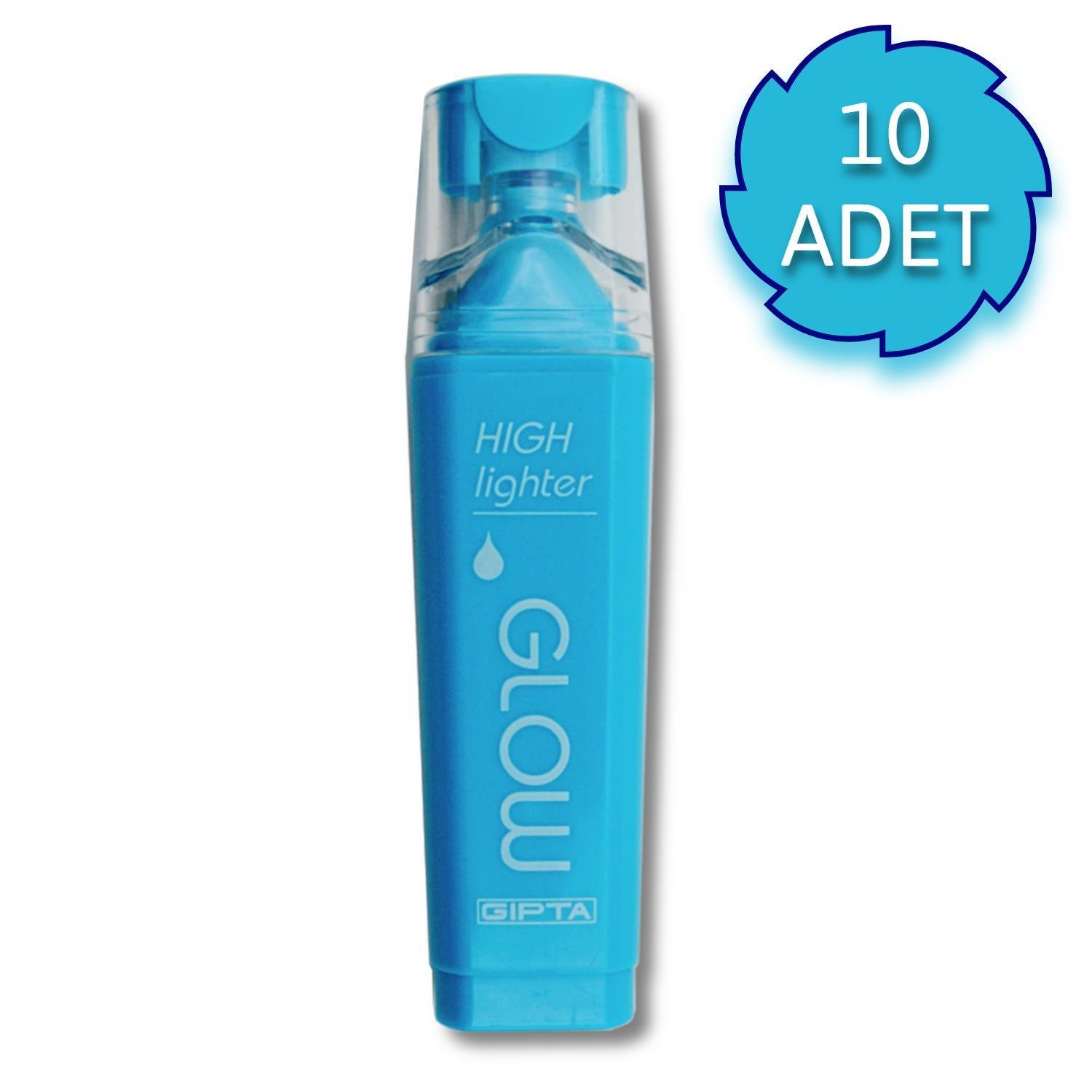 GıptaGıpta Glow Kesik Uç Neon Mavi Fosforlu Kalem 10 Adet