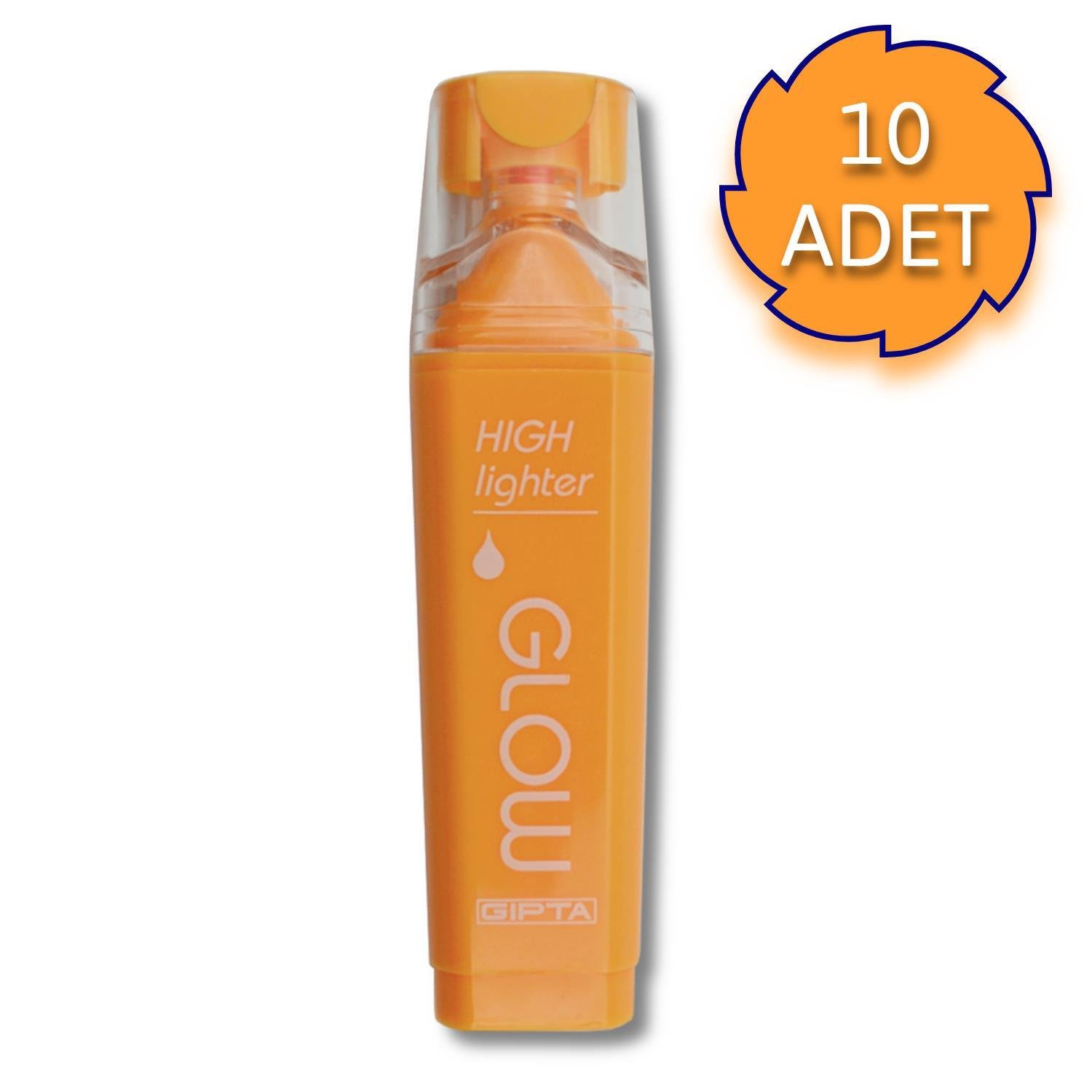 GıptaGıpta Glow Kesik Uç Neon Turuncu Fosforlu Kalem 10 Adet