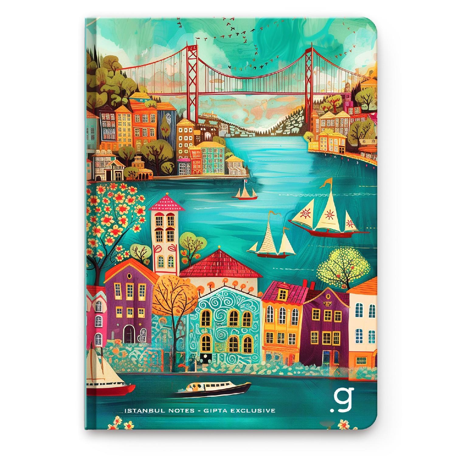 GıptaGıpta İstanbul Sert Kapak Dikişli Not Defteri 13x21 96 Yaprak Çizgili (7337) 