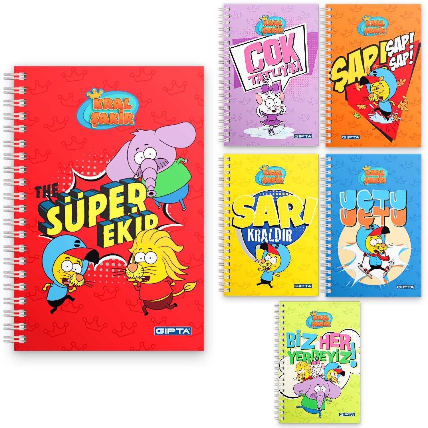 GıptaGıpta Kral Şakir Karton Kapak Spiralli Not Defteri A6 80 Yaprak Çizgili (6014)