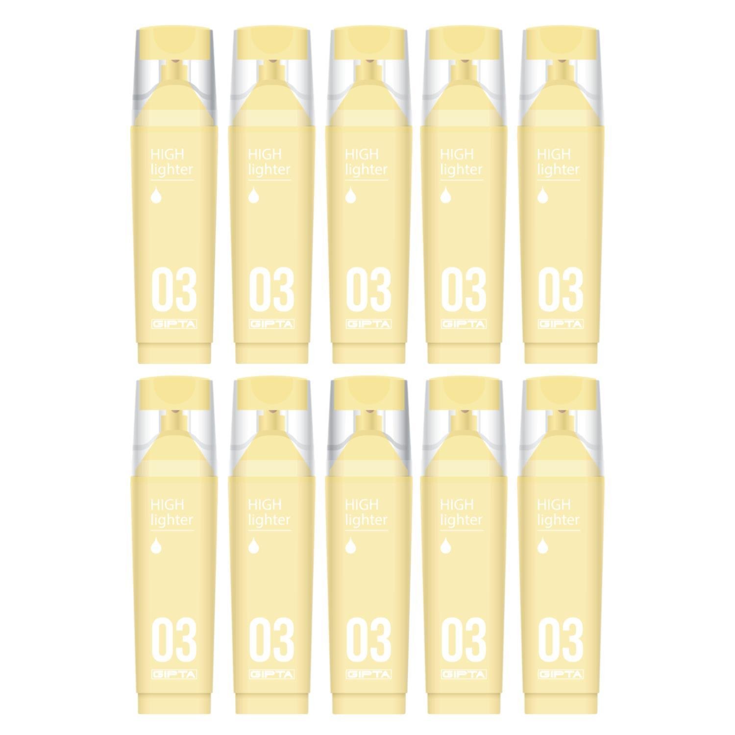 GıptaGıpta Macaron Kesik Uç Pastel Sarı Fosforlu Kalem 10 Adet