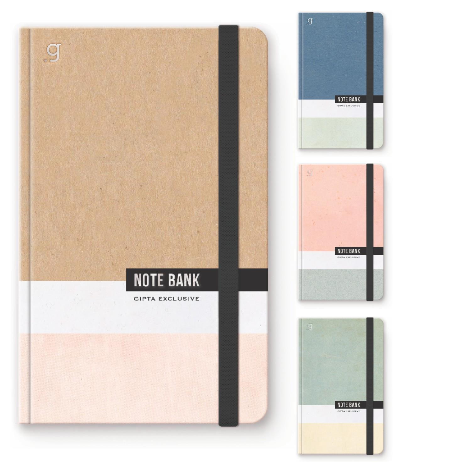 GıptaGıpta Note Bank Sert Kapak Dikişli Lastikli 13x21 96 Yaprak Not Defteri Çizgili (7351)