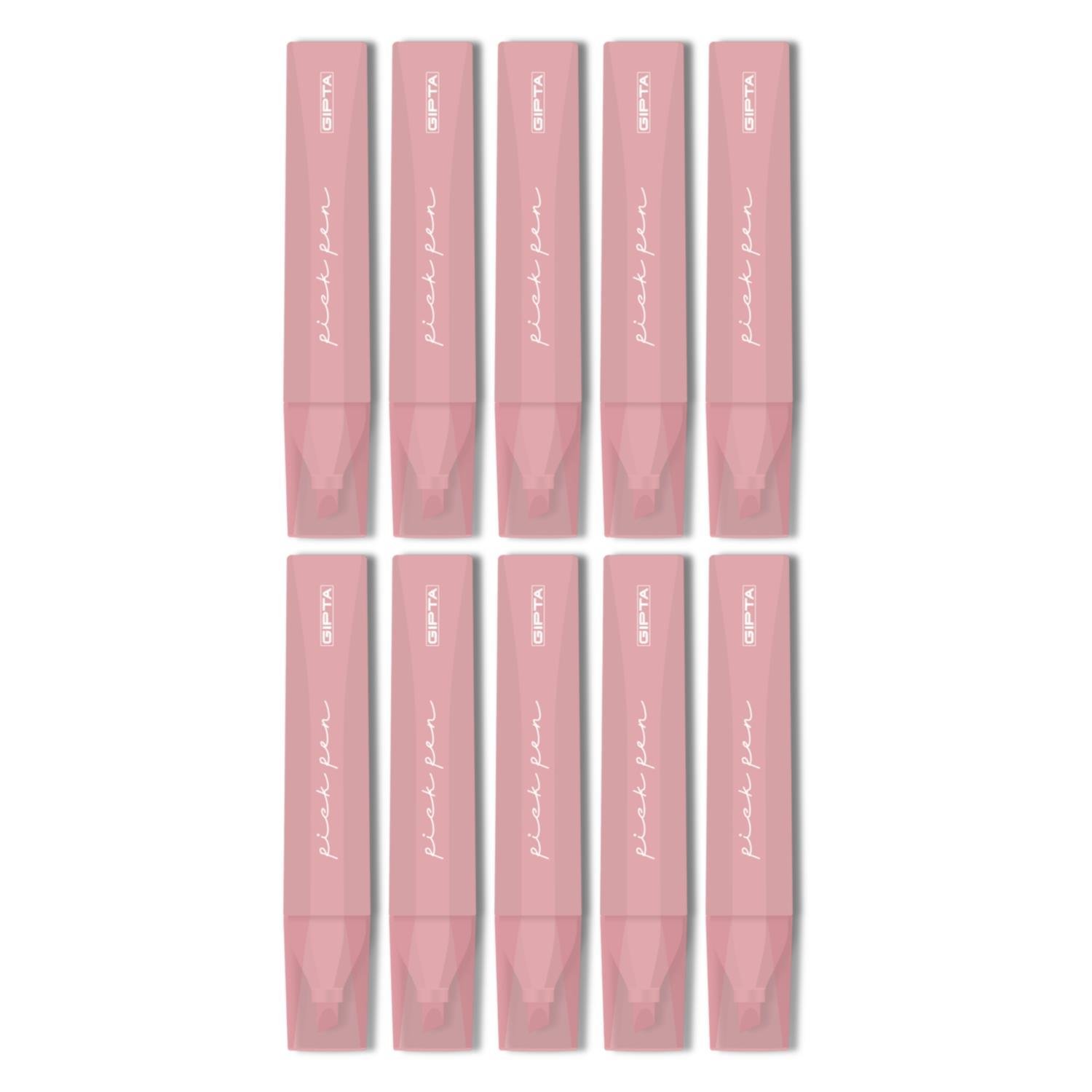 GıptaGıpta Pickpen Kesik Uç Fosforlu Kalem Pembe (F1551) 10 Adet
