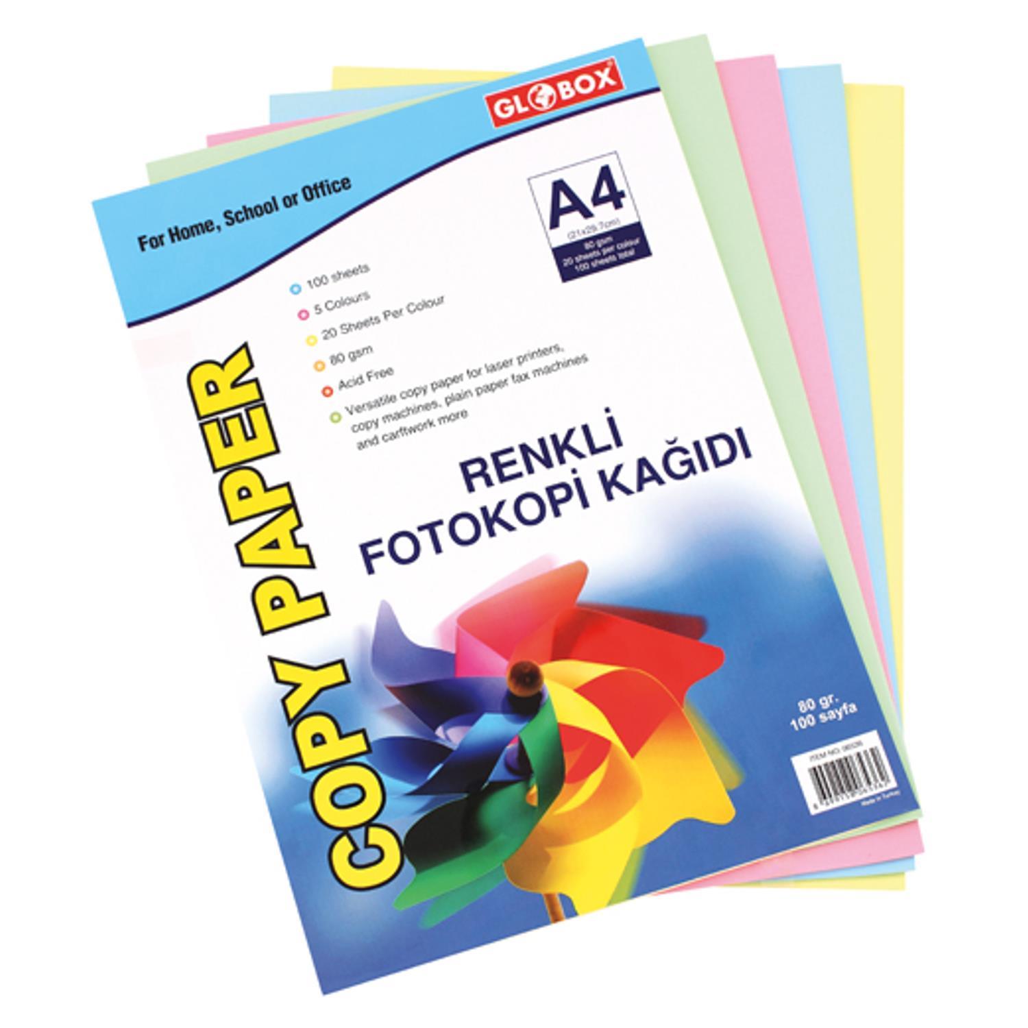 GLOBOXGlobox A4 Renkli Fotokopi Kağıdı 100 Lü