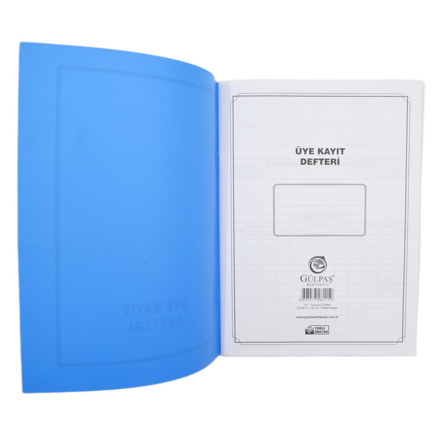 GülpaşGülpaş 40 Yaprak Plastik Kapak Üye Kayıt Defteri Kod:115