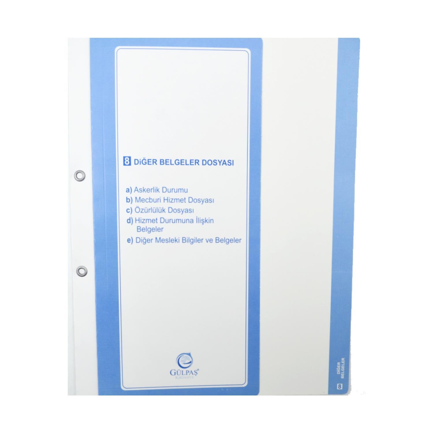 GülpaşGülpaş Öğretmen Özlük Dosyası İçi 8 Dosya Kod:699