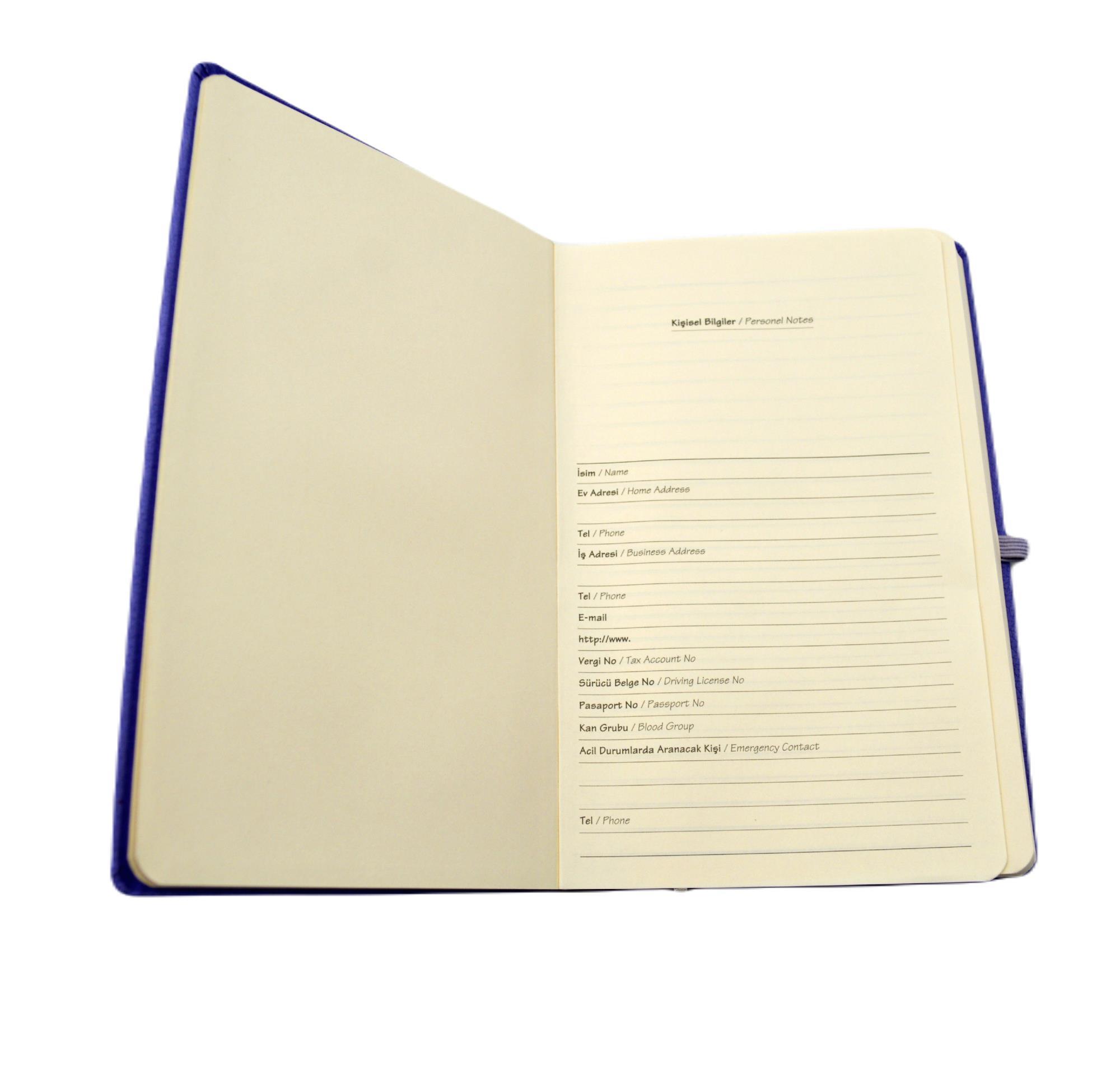 Gen-OfGürmat Termo Deri Kapaklı Lastikli Defter 13x21 cm Lila 481C