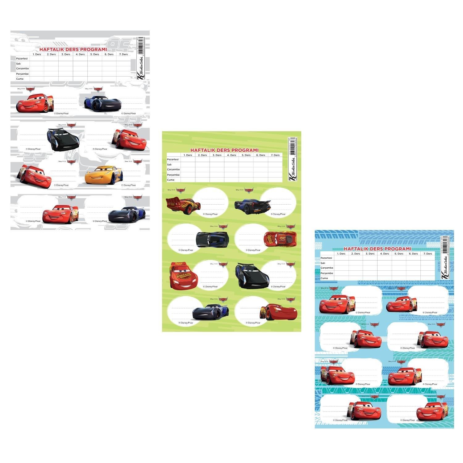 Keskin ColorKeskin Color Ders Programlı 3 lü Okul Etiketi Cars (220130-33)