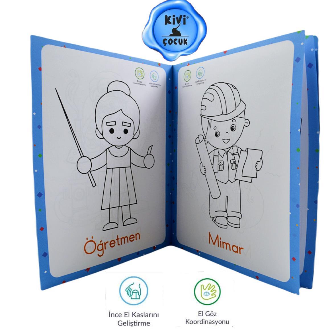 KİVİ ÇOCUKKivi Çocuk 4+ Yaş Öğrenerek Boyuyorum Meslekleri Tanıyalım KTP