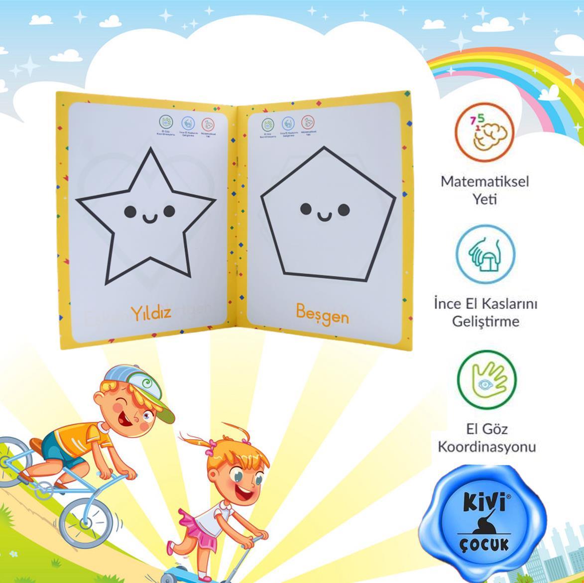 KİVİ ÇOCUKKivi Çocuk 4+ Yaş Öğrenerek Boyuyorum Şekillleri Tanıyalım KTP