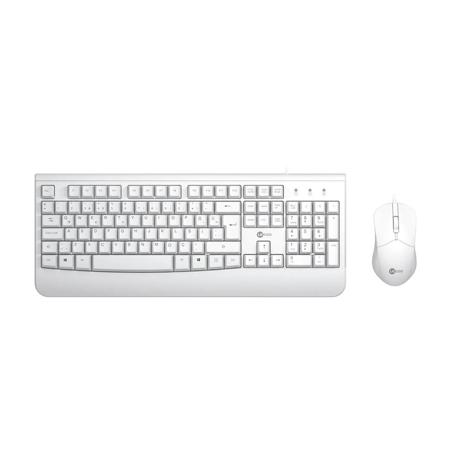LecooLecoo USB Kablolu Türkçe Q Klavye & Mouse Set Beyaz (CM105) GKE