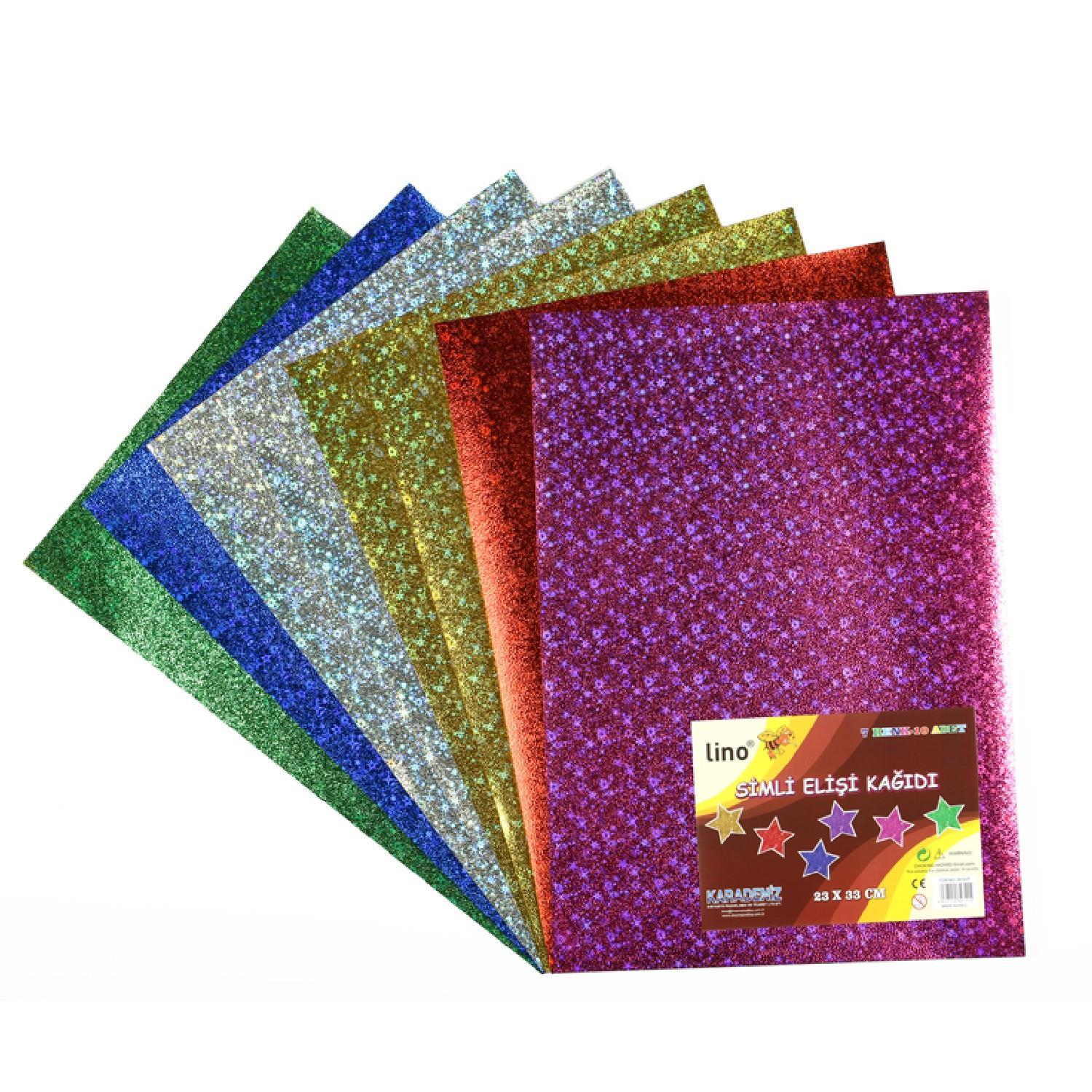 LinoLino 23x33 Simli Elişi Kağıdı 10 Renk 10 lu (3814-P)