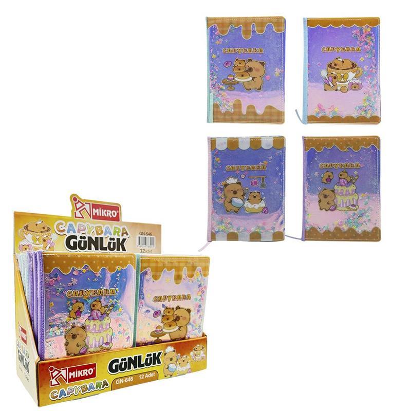 MİKROMikro Capybara Sert Kapak Kadife Arka  Hatıra Ve Not Defteri Günlük A5 Çizgili 80 Yaprak (GN646