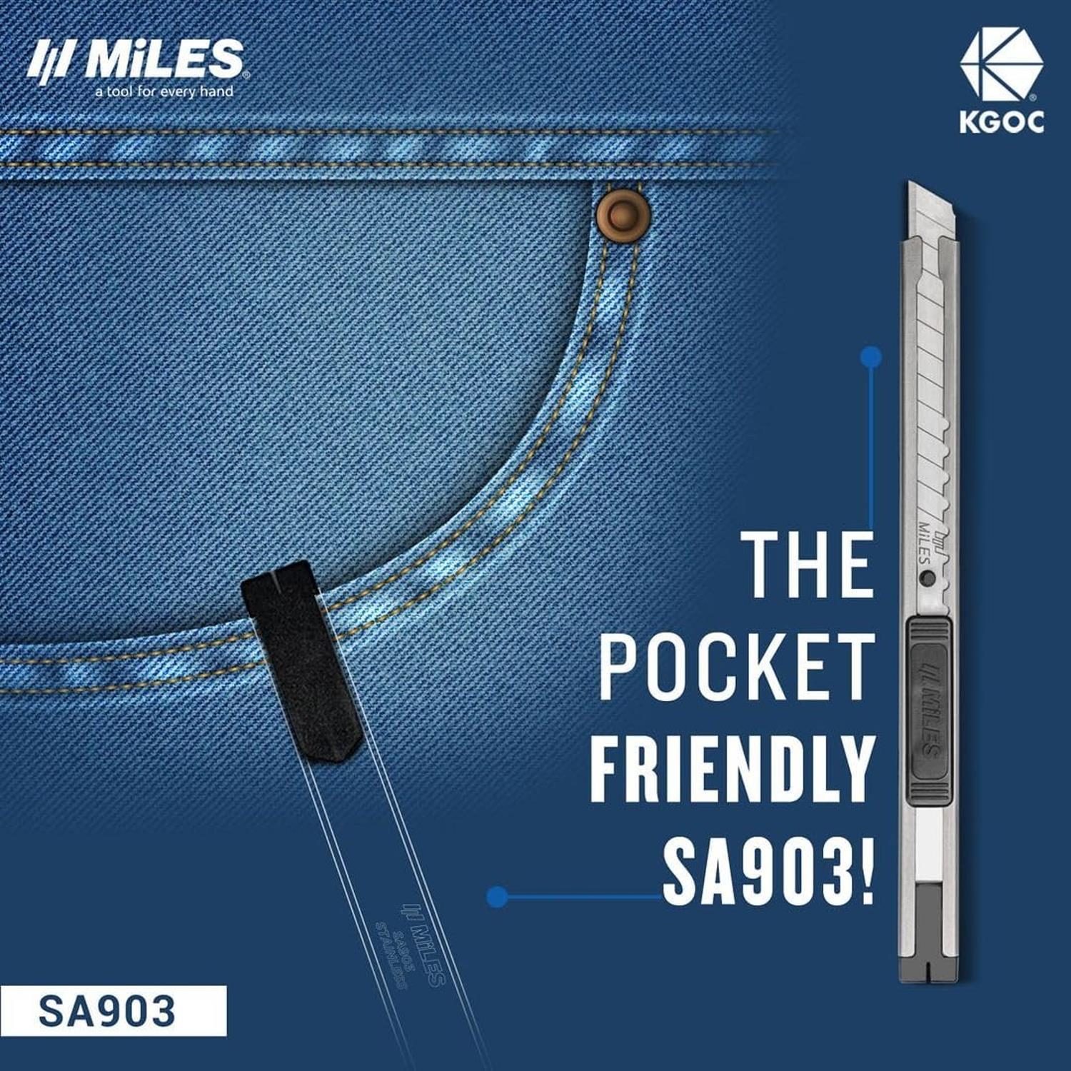 MilesMiles Dar Maket Bıçağı 9 mm Full Metal Otomatik Kilit SA903