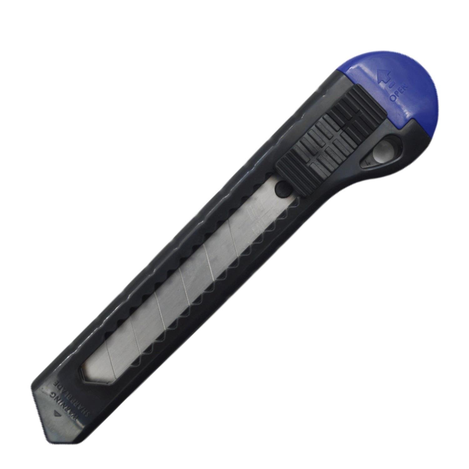 MilesMiles Geniş Maket Bıçağı 18 mm Plastik Gövde Mavi Manuel Kilit PN1801