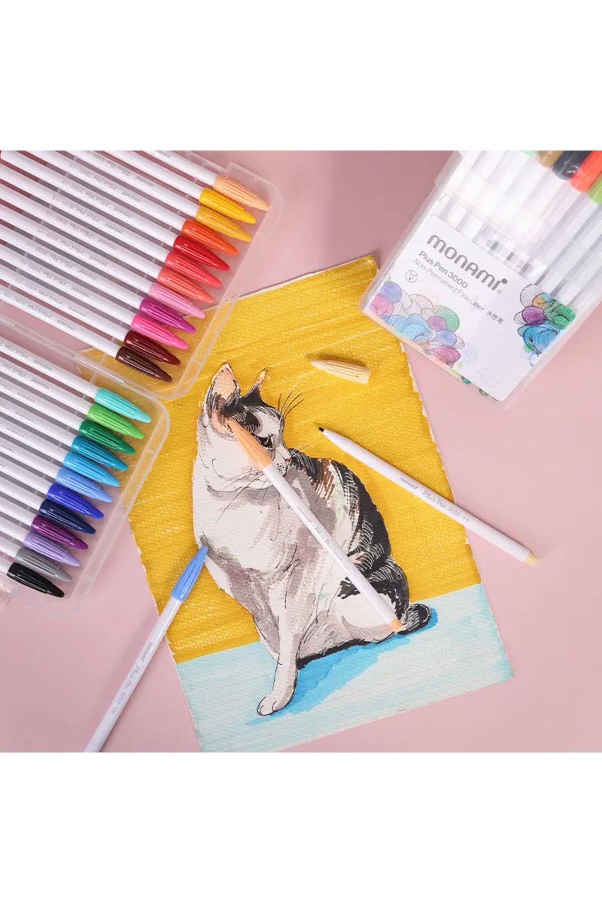 MonamiMonami Plus Pen 3000 Fine Liner Çizim Kalem Seti 48 Renk