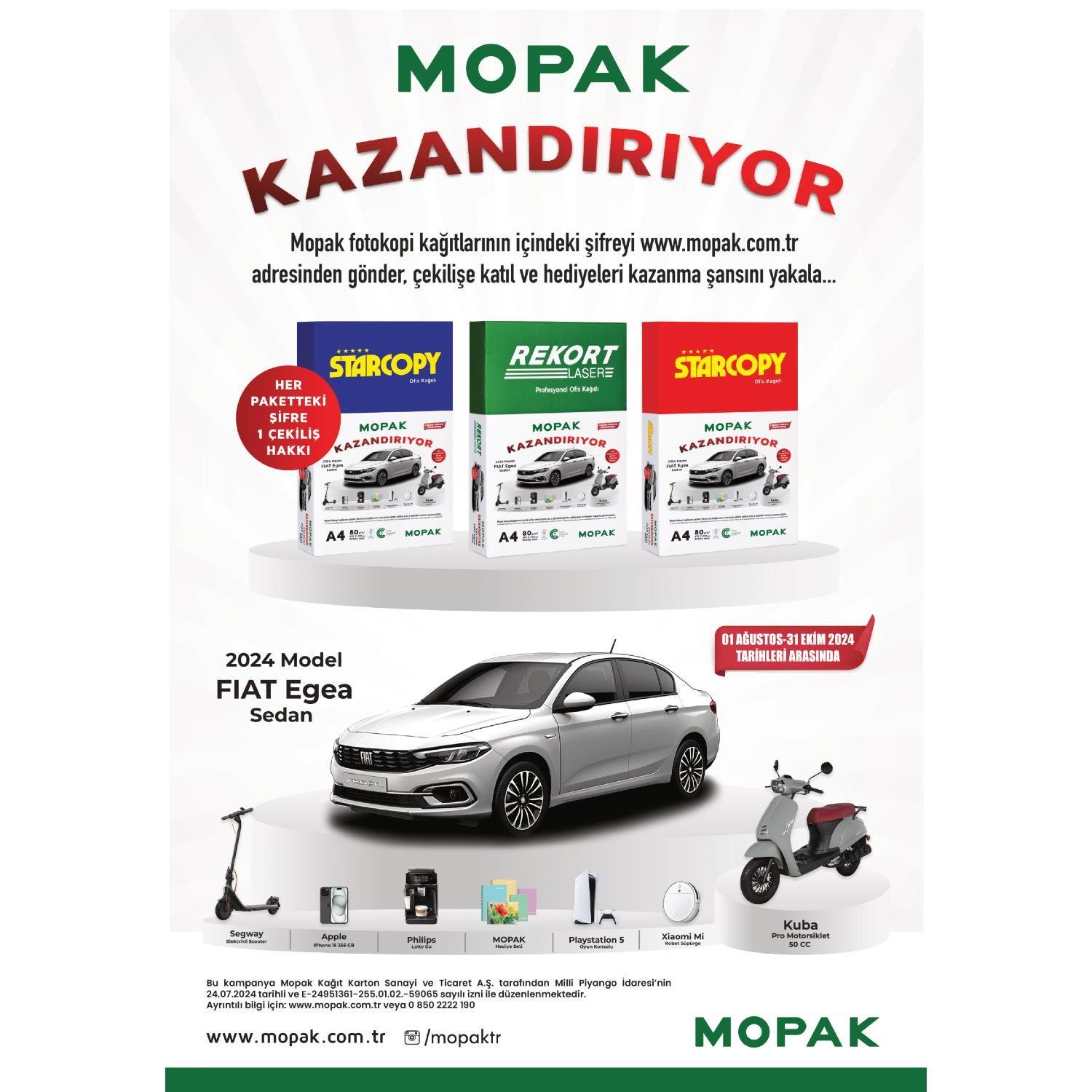 MopakMopak Rekort A4 80 g/m² 2.500 Adet Fotokopi Kağıdı (5'li Paket)