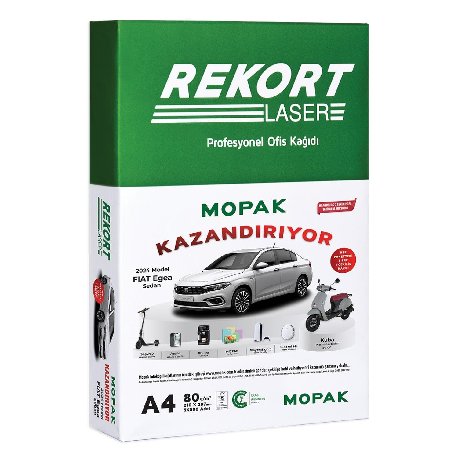 MopakMopak Rekort A4 80 g/m² 2.500 Adet Fotokopi Kağıdı (5'li Paket)