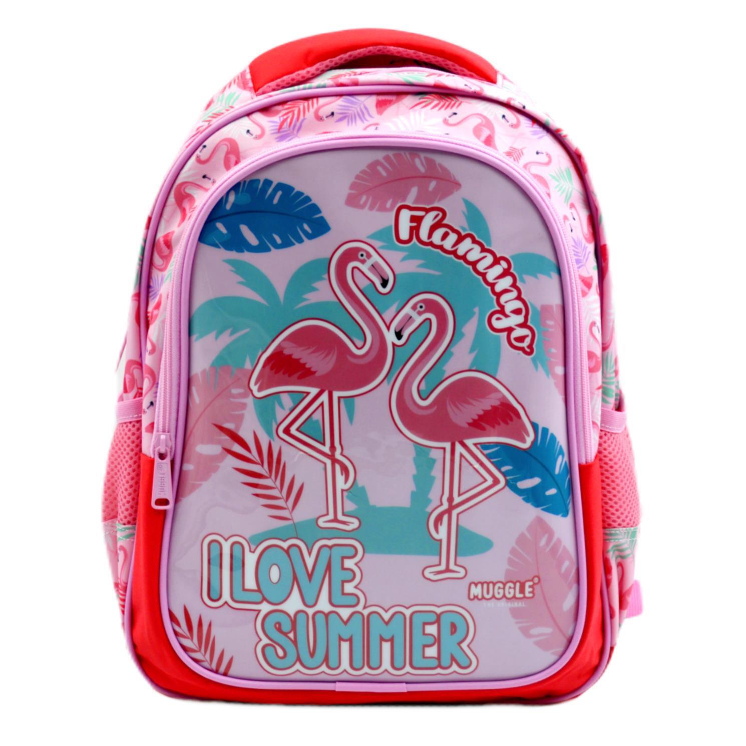 MuggleMuggle 2 Bölmeli Flamingo Pembe Okul Sırt Çantası (MU-7211)