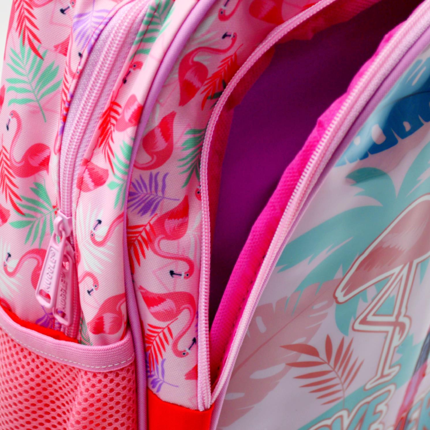 MuggleMuggle 2 Bölmeli Flamingo Pembe Okul Sırt Çantası (MU-7211)